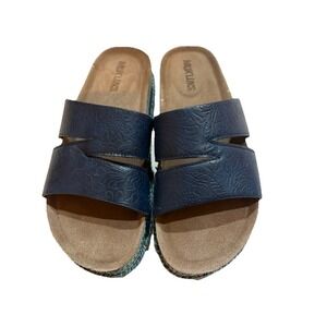 MUK LUKS Women's Slip-On Platform Sandals Navy Blue Size 9.5